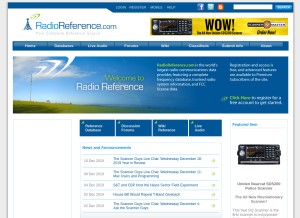 How radioreference.com looks like on a tablet such as an iPad.