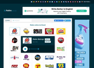 How radiosaovivo.net looks like on a tablet such as an iPad.
