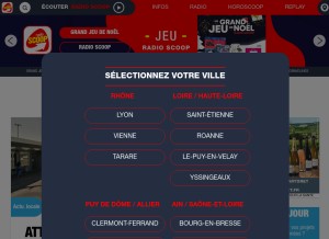 How radioscoop.com looks like on a tablet such as an iPad.