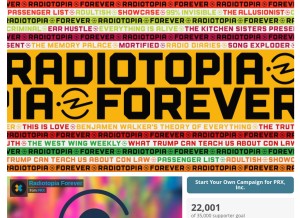 How radiotopia.fm looks like on a tablet such as an iPad.