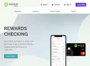 How radiusbank.com looks like on a tablet such as an iPad.