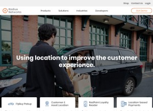 How radiusnetworks.com looks like on a tablet such as an iPad.
