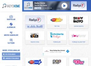 How radyohome.com looks like on a tablet such as an iPad.