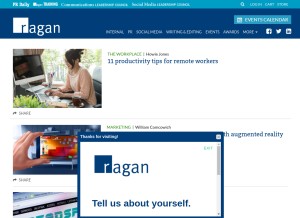 How ragancomms.com looks like on a tablet such as an iPad.