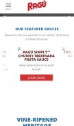How ragu.com looks like on a mobile device such as an iPhone.
