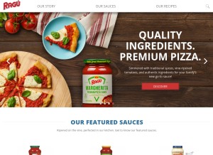 How ragu.com looks like on a tablet such as an iPad.