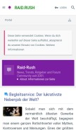 How raidrush.ws looks like on a mobile device such as an iPhone.