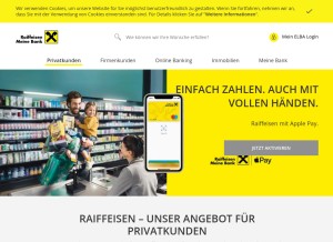 How raiffeisen.at looks like on a tablet such as an iPad.