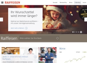How raiffeisen.ch looks like on a tablet such as an iPad.