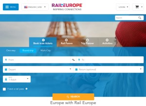 How raileurope.com looks like on a tablet such as an iPad.