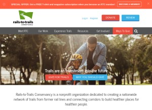 How railstotrails.org looks like on a tablet such as an iPad.