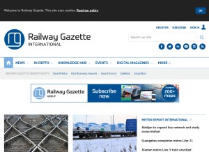 How railwaygazette.com looks like on a tablet such as an iPad.