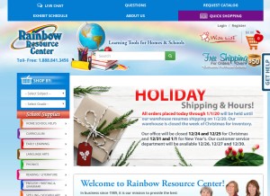 How rainbowresource.com looks like on a tablet such as an iPad.