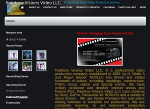 How rainbowvisionsvideo.com looks like on a tablet such as an iPad.