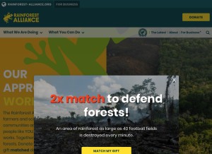 How rainforest-alliance.org looks like on a tablet such as an iPad.