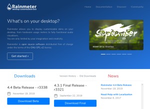 How rainmeter.net looks like on a tablet such as an iPad.