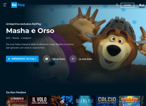 How raiplay.it looks like on a tablet such as an iPad.