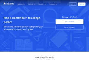 How raise.me looks like on a tablet such as an iPad.