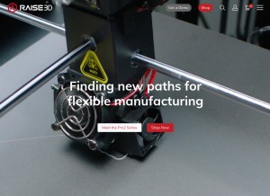 How raise3d.com looks like on a tablet such as an iPad.