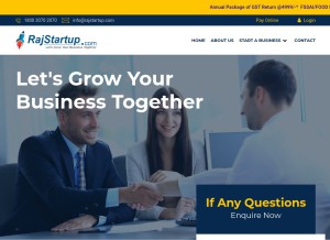 How rajstartup.com looks like on a tablet such as an iPad.