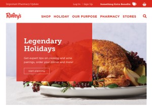 How raleys.com looks like on a tablet such as an iPad.