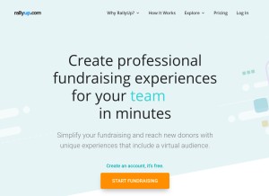 How rallyup.com looks like on a tablet such as an iPad.