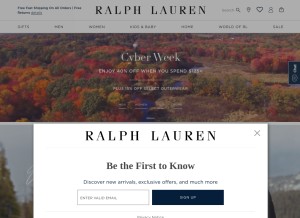 How ralphlauren.com looks like on a tablet such as an iPad.