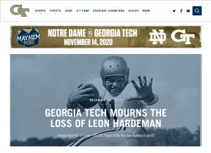 How ramblinwreck.com looks like on a tablet such as an iPad.