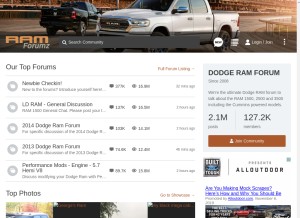 How ramforumz.com looks like on a tablet such as an iPad.