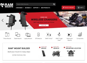 How rammount.com looks like on a tablet such as an iPad.