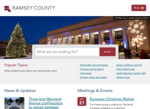 How ramseycounty.us looks like on a tablet such as an iPad.