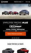 How ramtrucks.com looks like on a mobile device such as an iPhone.