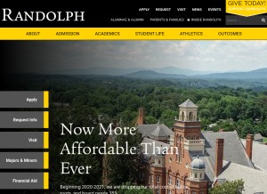 How randolphcollege.edu looks like on a tablet such as an iPad.