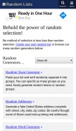 How randomlists.com looks like on a mobile device such as an iPhone.