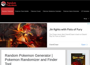 How randompokemon.info looks like on a tablet such as an iPad.