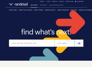How randstad.ca looks like on a tablet such as an iPad.