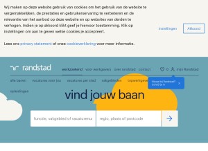 How randstad.nl looks like on a tablet such as an iPad.