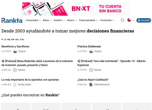 How rankia.cl looks like on a tablet such as an iPad.