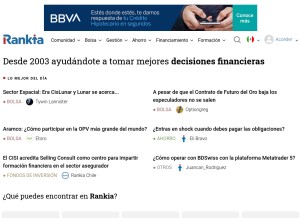 How rankia.mx looks like on a tablet such as an iPad.