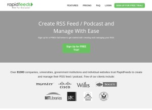 How rapidfeeds.com looks like on a tablet such as an iPad.