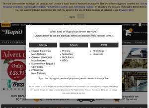 How rapidonline.com looks like on a tablet such as an iPad.