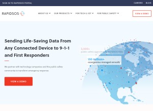 How rapidsos.com looks like on a tablet such as an iPad.