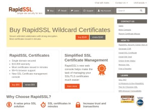 How rapidssl.com looks like on a tablet such as an iPad.