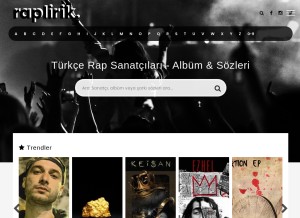 How raplirik.com looks like on a tablet such as an iPad.