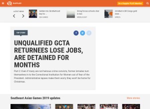 How rappler.com looks like on a tablet such as an iPad.