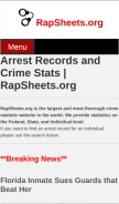 How rapsheets.org looks like on a mobile device such as an iPhone.