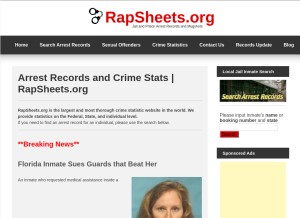 How rapsheets.org looks like on a tablet such as an iPad.