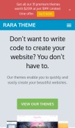 How rarathemes.com looks like on a mobile device such as an iPhone.
