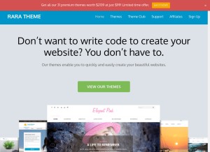 How rarathemes.com looks like on a tablet such as an iPad.