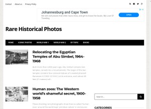 How rarehistoricalphotos.com looks like on a tablet such as an iPad.